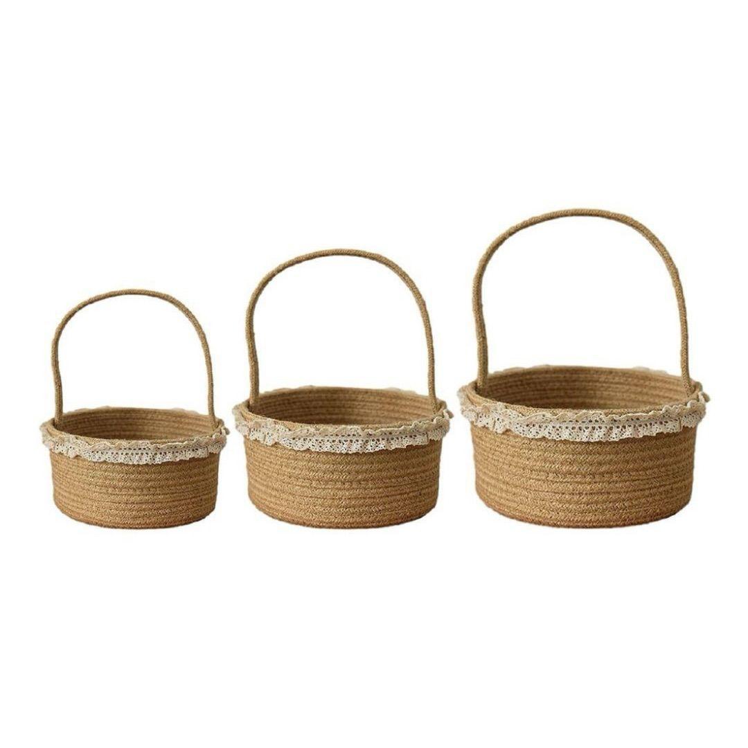 WOVEN STORAGE BASKET SET WITH TASSELS