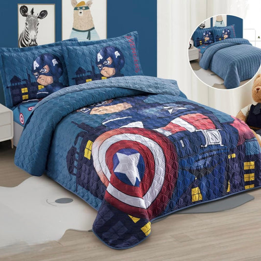 KIDS REVERSIBLE BEDSPREAD SET 4 PIECES MARVEL CAPTAIN