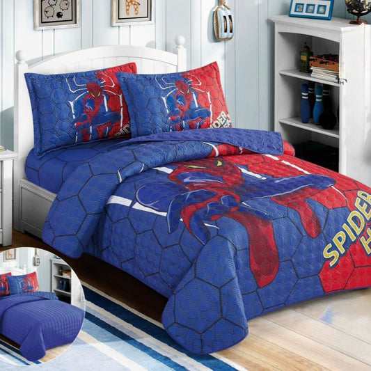 KIDS REVERSIBLE BEDSPREAD SET 4 PIECES SPIDER HERO