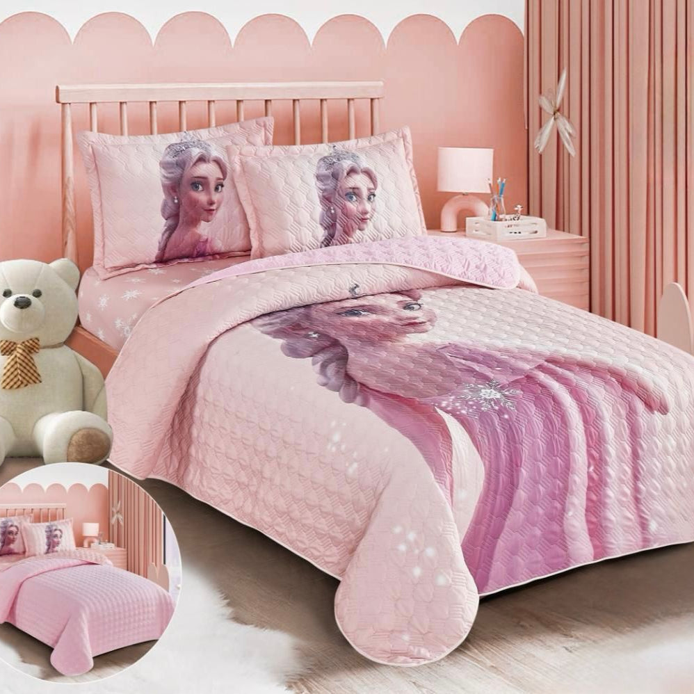 KIDS REVERSIBLE BEDSPREAD SET 4 PIECES ELSA