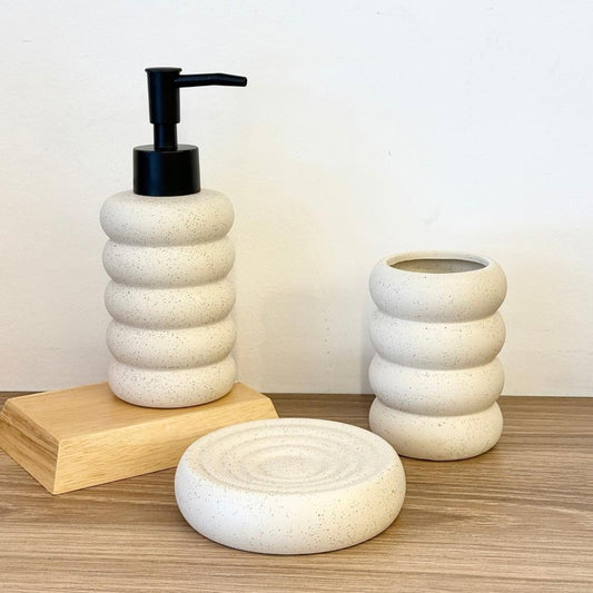 PORCELAIN BATHROOM SET 3 PIECES WAVY
