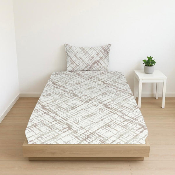 COMFYB 100% COTTON PRINTED FITTED SHEET SET LINES