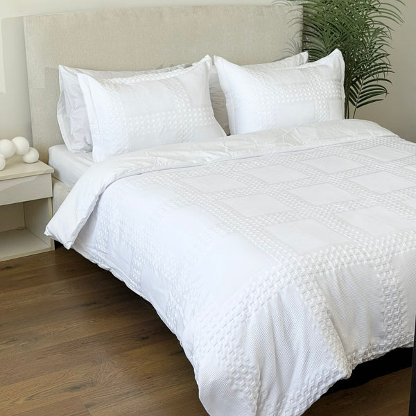 YUFO 100% COTTON PIKE BED SET LUXURY WHITE