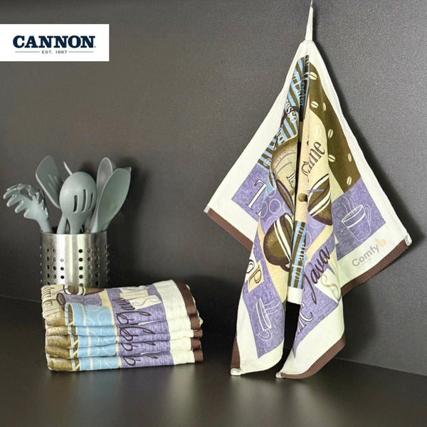 CANNON 100% COTTON TOWEL KITCHEN VELOUR SET 6 PIECES COFFEE