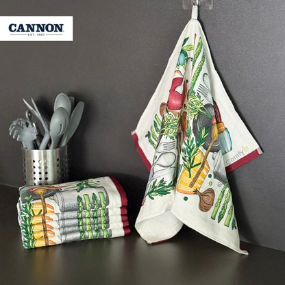 CANNON 100% COTTON TOWEL KITCHEN VELOUR SET 6 PIECES SOUP
