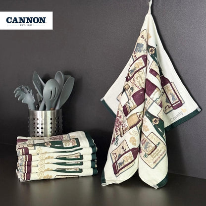 CANNON 100% COTTON TOWEL KITCHEN VELOUR SET 6 PIECES BOTTLES