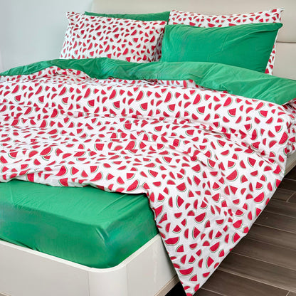 COMFYB 100% COTTON REVERSIBLE BED SET WATERMELON