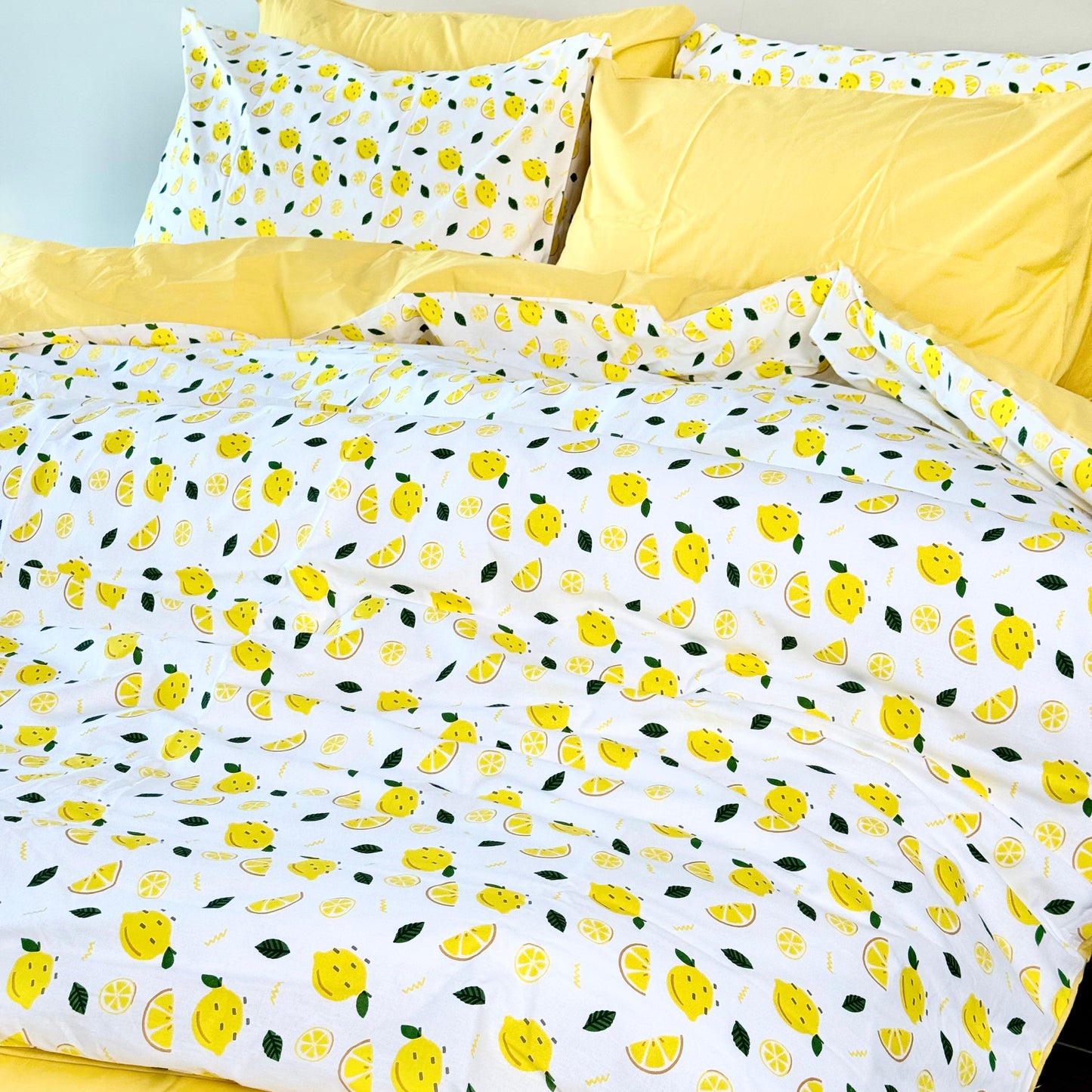 COMFYB 100% COTTON REVERSIBLE BED SET LEMON