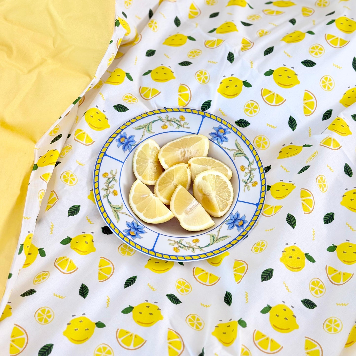 COMFYB 100% COTTON REVERSIBLE BED SET LEMON