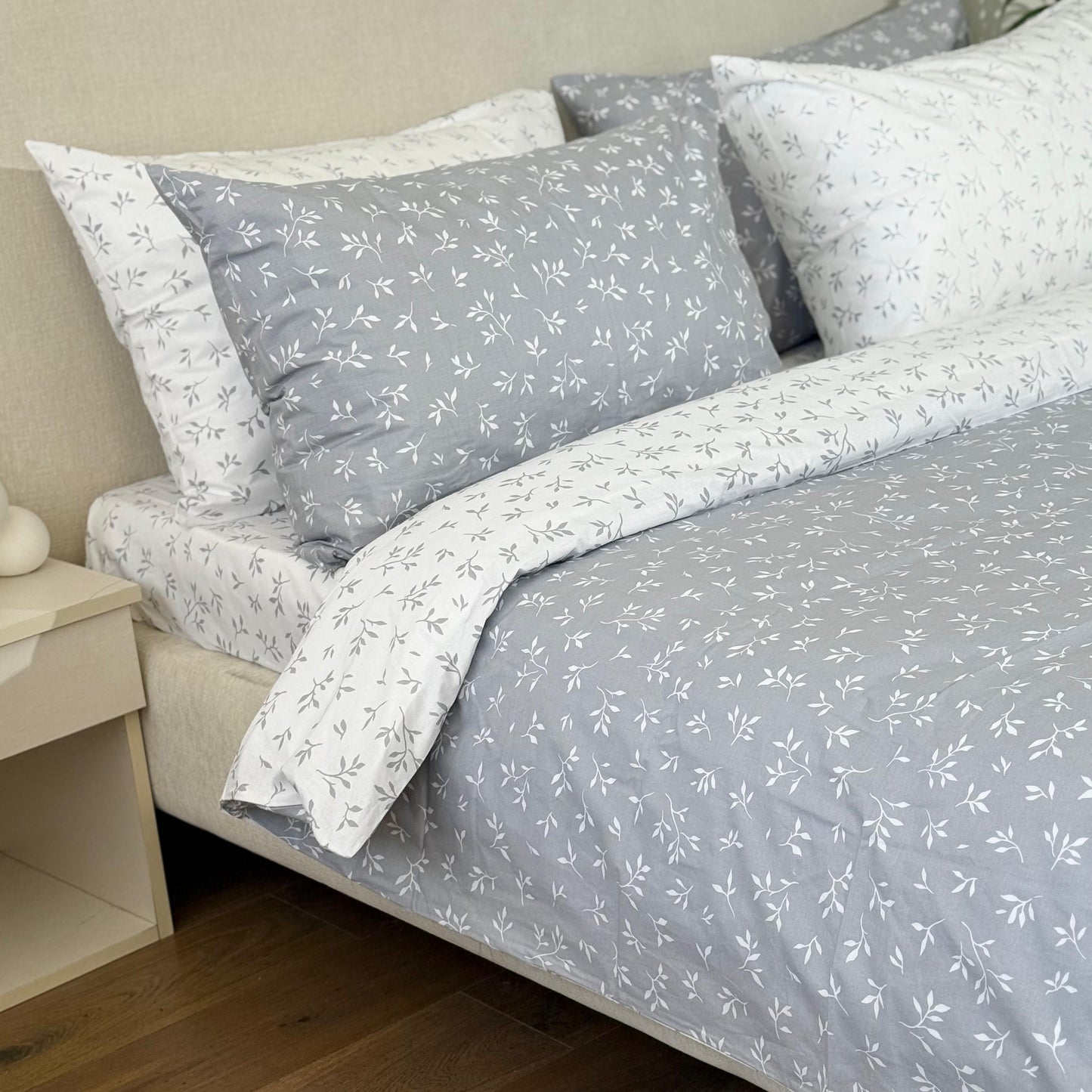 COMFYB 100% COTTON REVERSIBLE BED SET LEAF