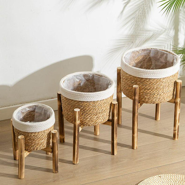 SW STRAW ROUND BASKET POT