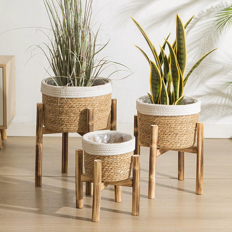 SW STRAW ROUND BASKET POT