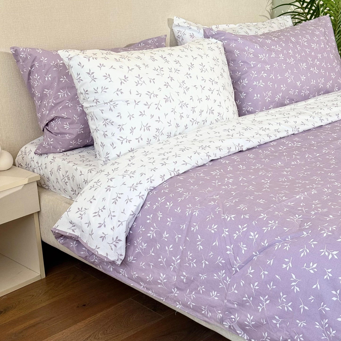COMFYB 100% COTTON REVERSIBLE BED SET LEAF