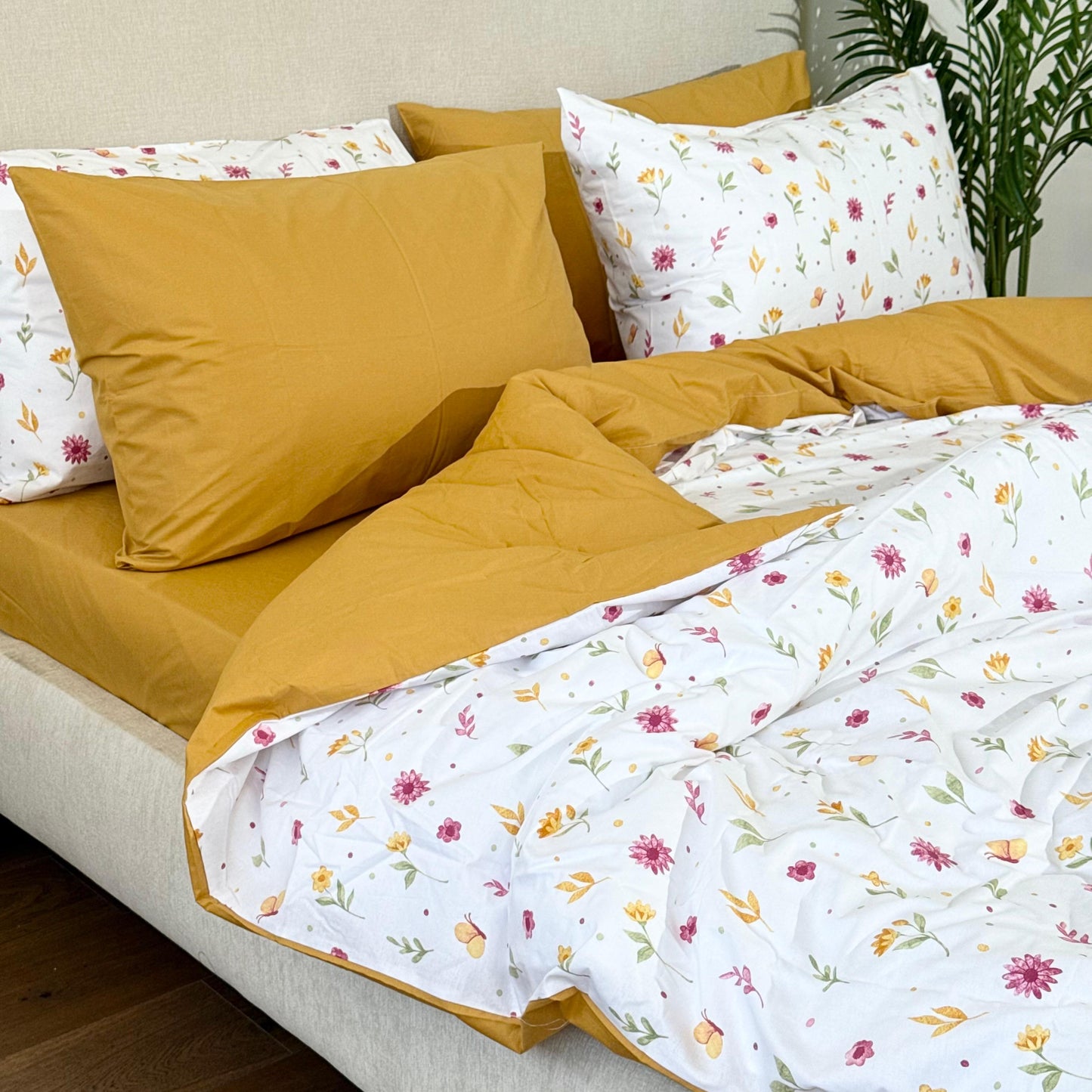 COMFYB 100% COTTON REVERSIBLE BED SET SUNFLOWER