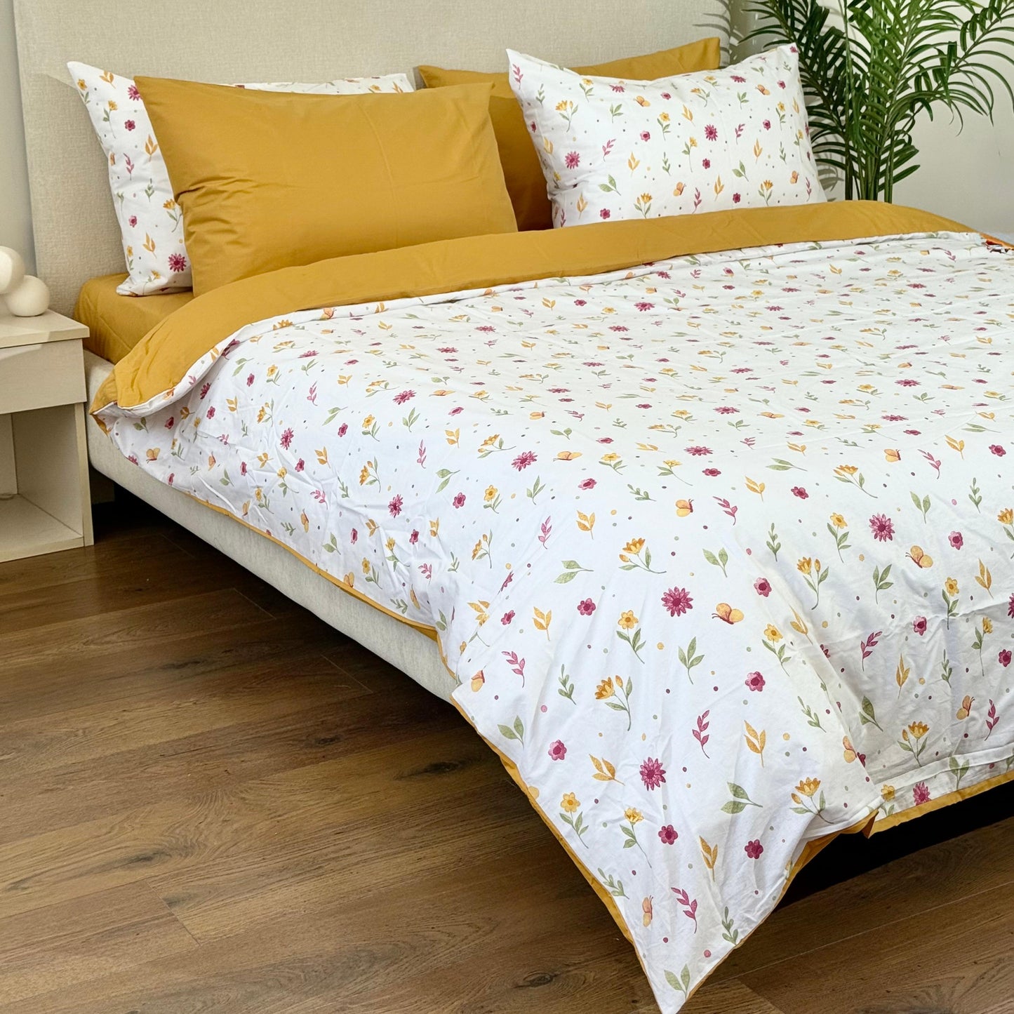 COMFYB 100% COTTON REVERSIBLE BED SET SUNFLOWER