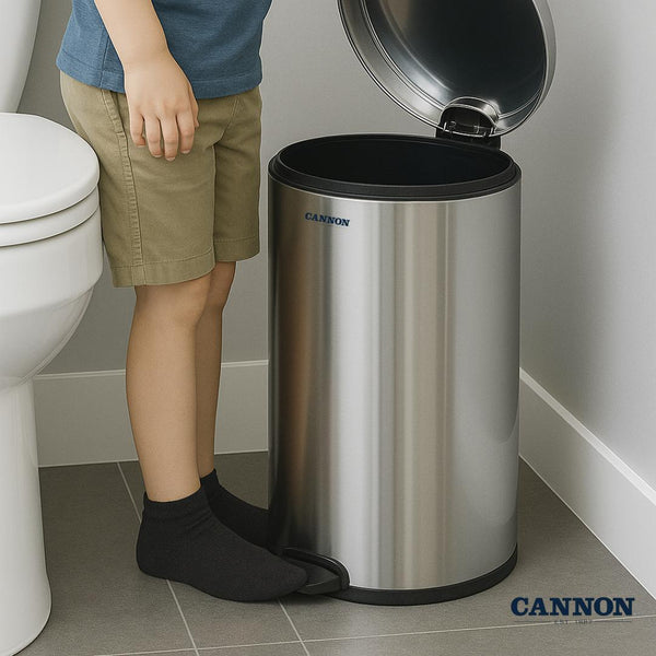 CANNON PEDAL TRASH CAN WITH LID ROUND 12 LITERS