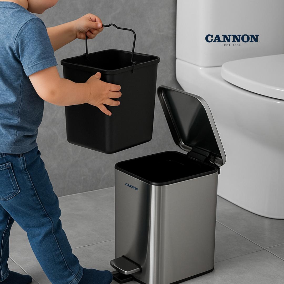 CANNON PEDAL TRASH CAN WITH LID SQUARE 5 LITERS