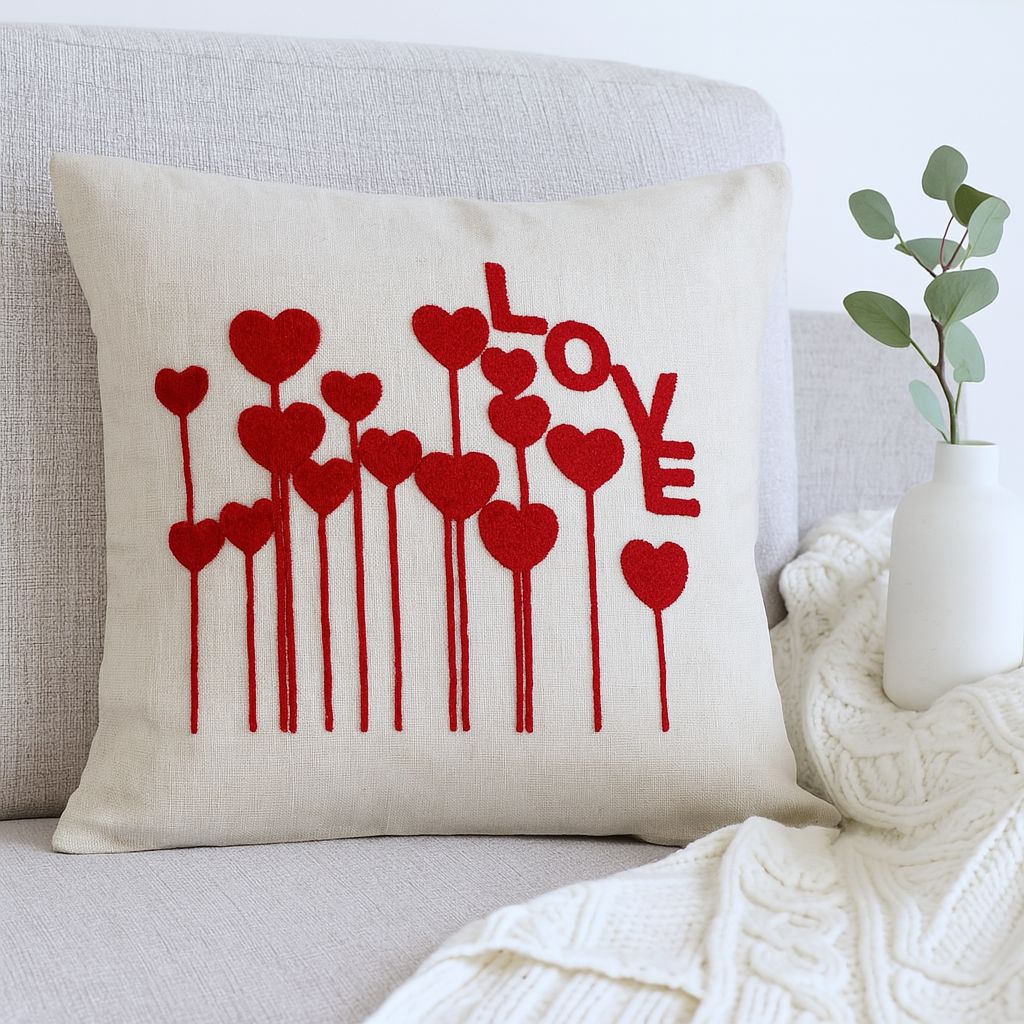 ELAV CUSHION COVER EMBROIDERED LOVE
