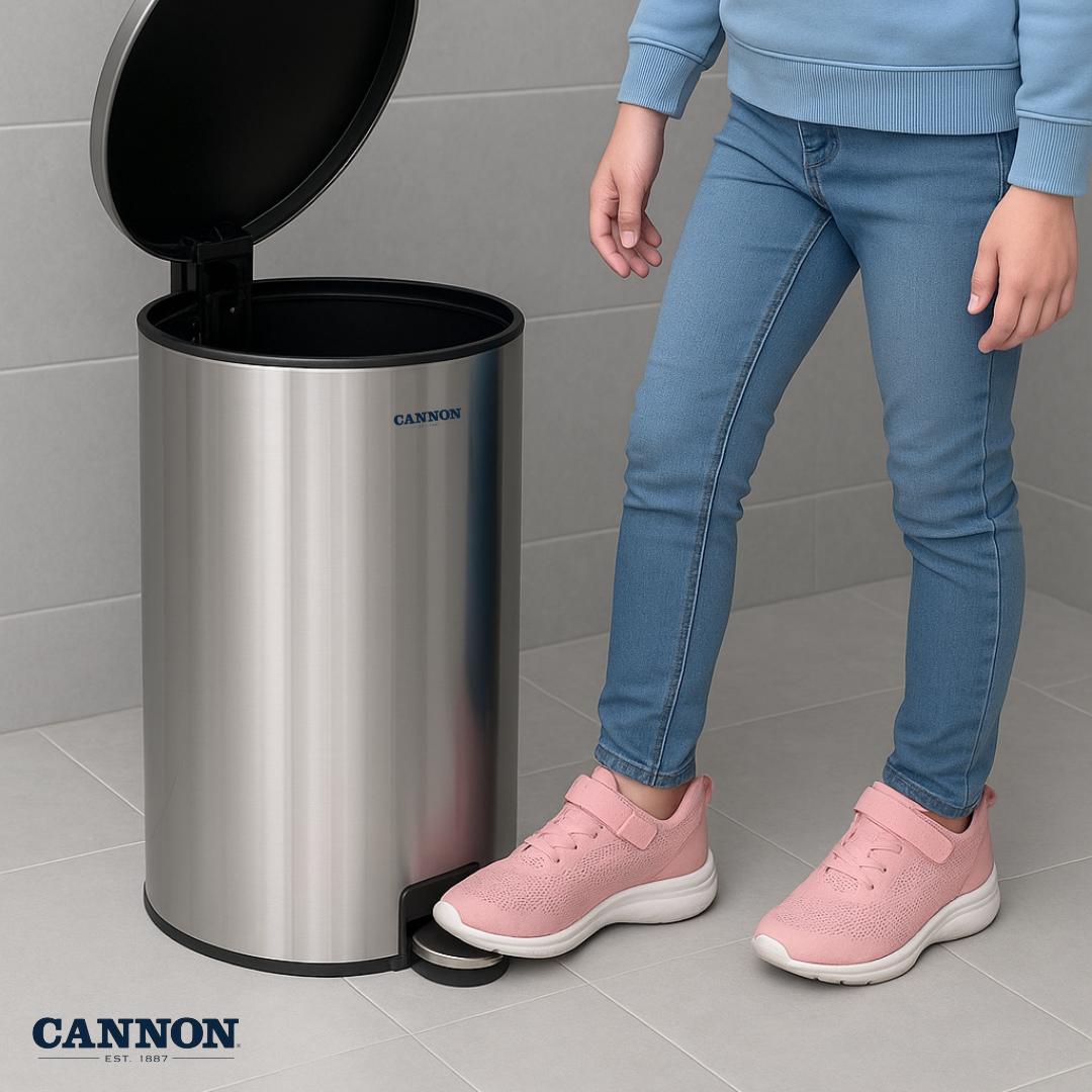 CANNON PEDAL TRASH CAN WITH LID ROUND 12 LITERS