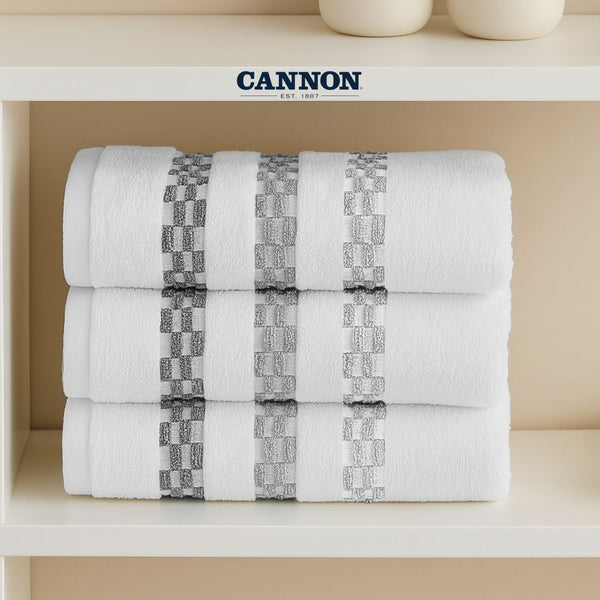 CANNON 100% COTTON ELEGANT WHITE EMBROIDERED TOWEL