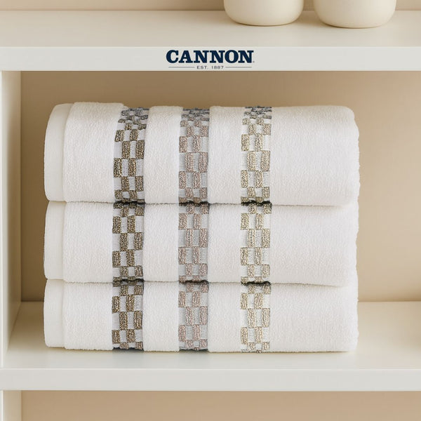 CANNON 100% COTTON ELEGANT WHITE EMBROIDERED TOWEL