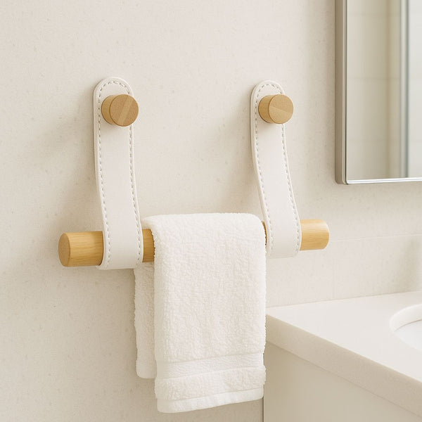 TALL BATHROOM WALL MOUNTED HOLDER BAMBOO 20CM