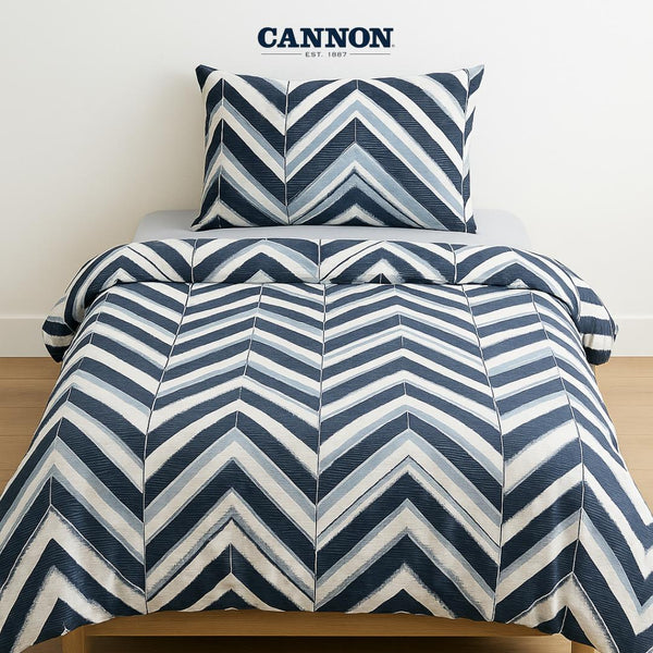 CANNON PRINTED POLY COTTON 50/50 BED SET ZIGZAG