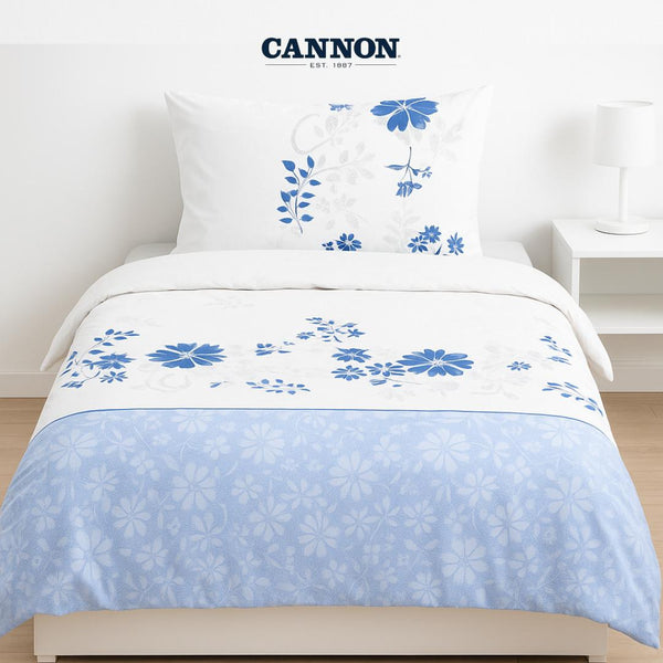 CANNON PRINTED POLY COTTON 50/50 BED SET BLUE