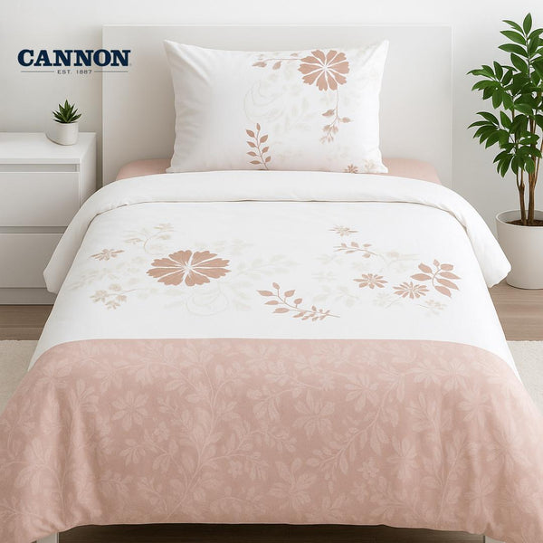 CANNON PRINTED POLY COTTON 50/50 BED SET BEIGE