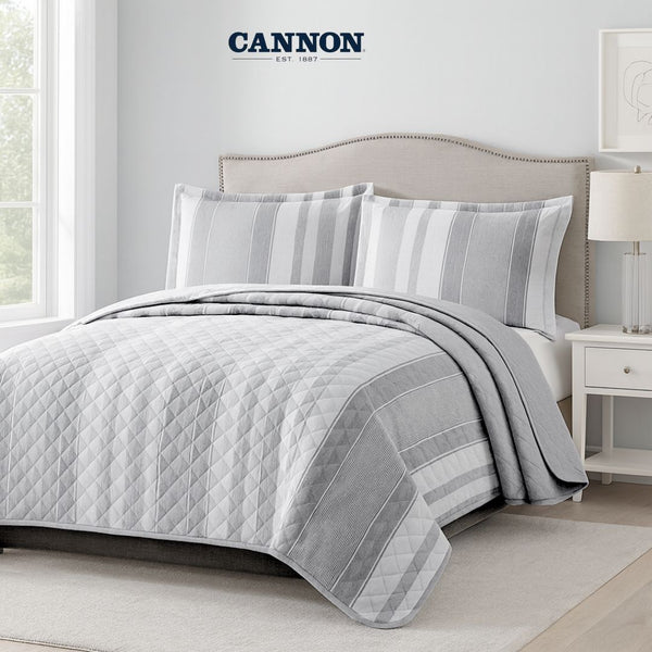 CANNON 100% COTTON PRINTED BEDSPREAD SET 3-PIECE SAKL