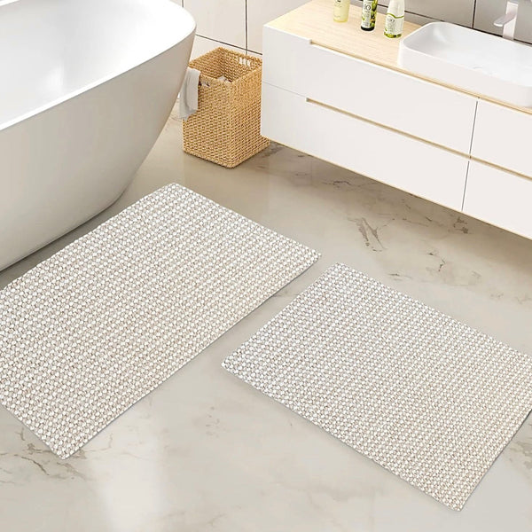 BOHO STYLE BATHMAT SET 2 PIECES BEIGE