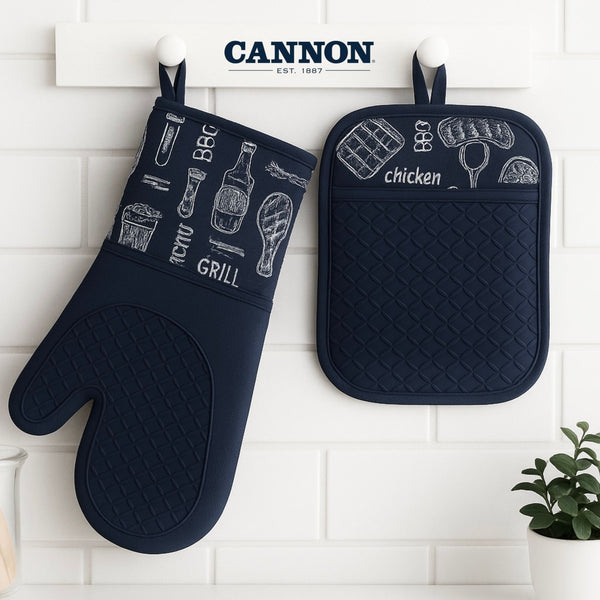 CANNON KITCHEN OVEN MITT & POT HOLDER CHICKEN SET 2 PIECES