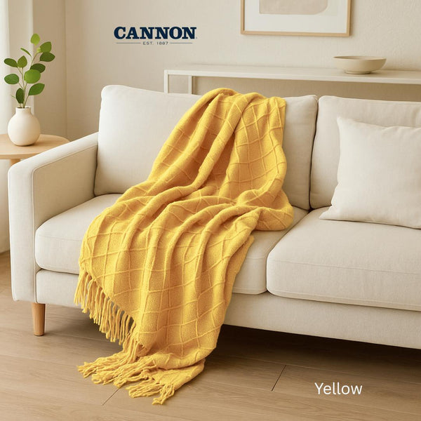 CANNON THROW BLANKET DIAMOND 127X152CM WITH TASSELS