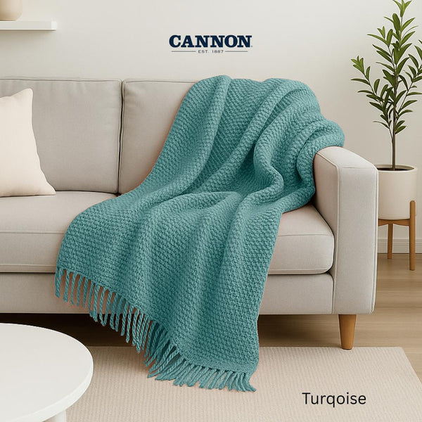 CANNON THROW BLANKET DOTTED 127X152CM WITH TASSELS