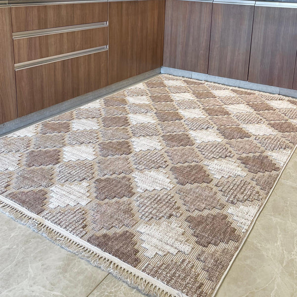 BELLA CARPET WITH TASSELS BEIGE