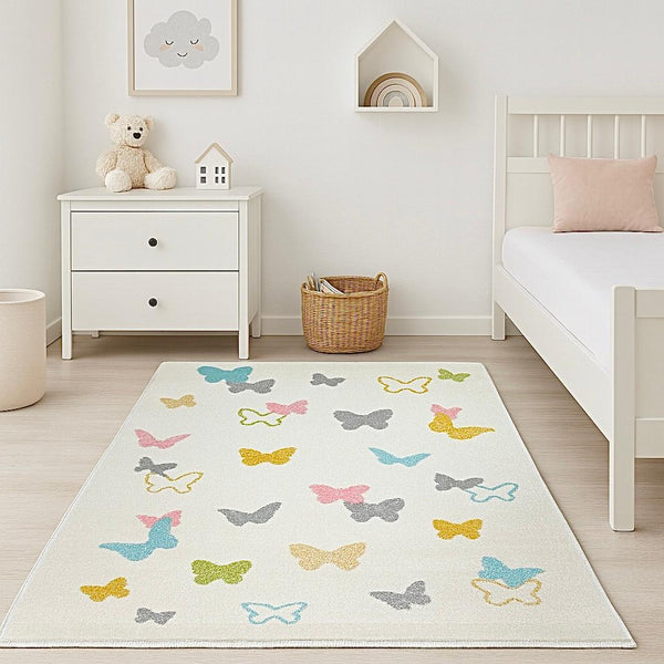 KIDS CARPET GIOVANI BUTTERFLY LIGHT GREY
