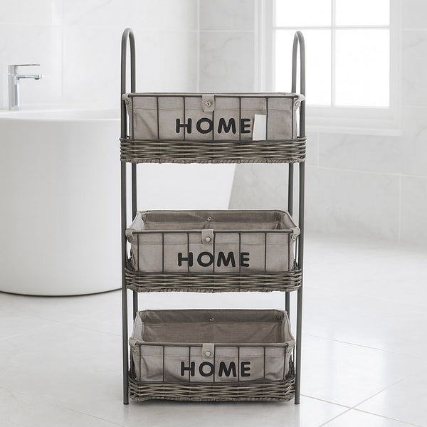 HOME 3-TIER STORAGE BASKET ORGANIZER GREY