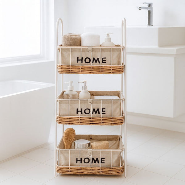HOME 3-TIER STORAGE BASKET ORGANIZER BEIGE
