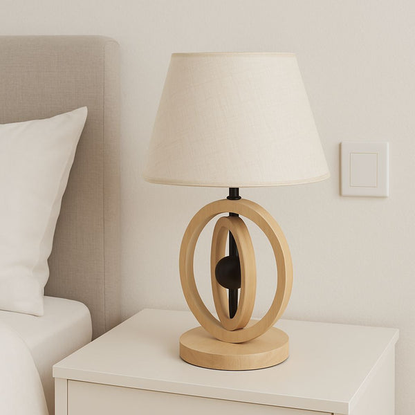 WOODEN TABLE LAMP OVAL 46CM