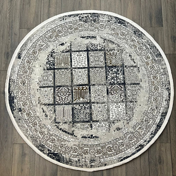 ROUND CARPET 156X156CM QUANTUM 03 SQUARED GREY