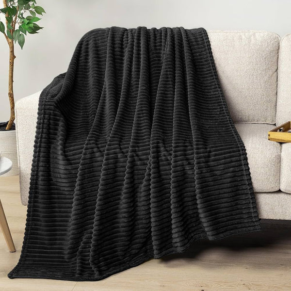 COMFYB SOFT FLANNEL BLANKET STRIPED 180X200CM