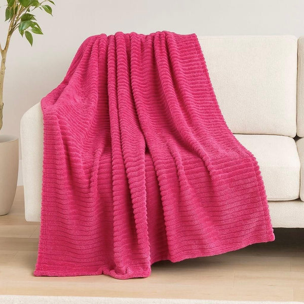COMFYB SOFT FLANNEL BLANKET STRIPED 180X200CM