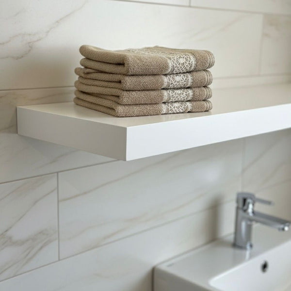 FIELDCREST 100% EGYPTIAN COTTON TOWEL EMBROIDERED 33X33CM DARK BEIGE