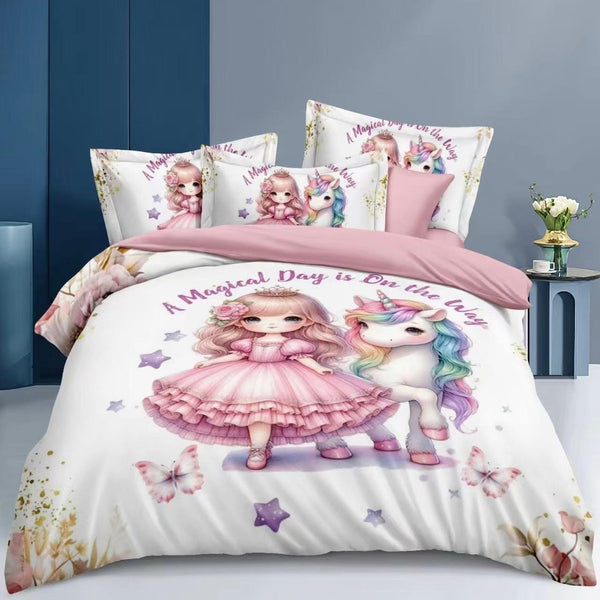 DESI MICROFIBER KIDS DUVET COVER SET 4 PIECES UNICORN