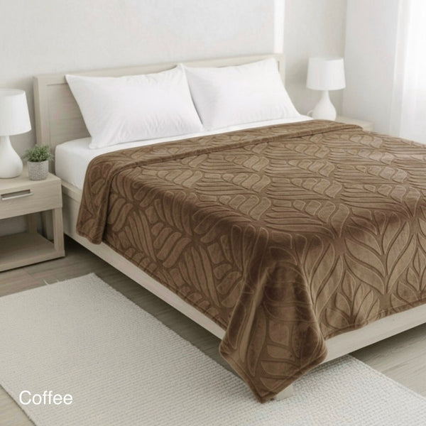 MINK WINETR EMBOSSED BLANKET LEAF