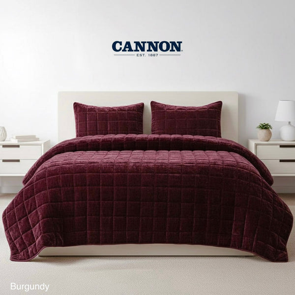 CANNON LUXURY VELVET SQUARE BEDSPREAD SET