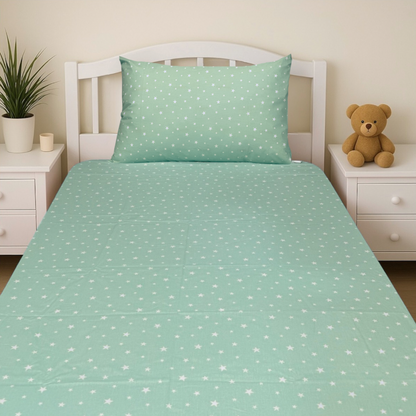 COMFYB 100% COTTON STARS FITTED SHEET + MATCHING PILLOWCASE