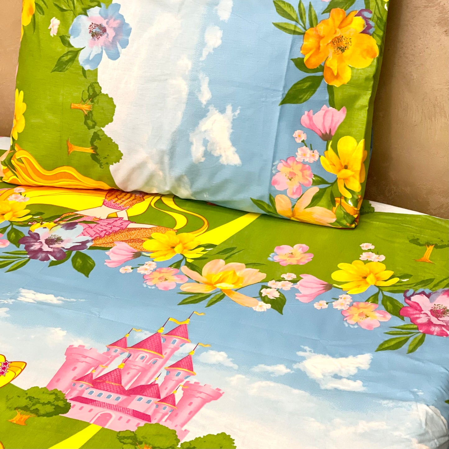 COMFYB 100% COTTON KIDS FITTED SHEET PRINCESS & UNICORN