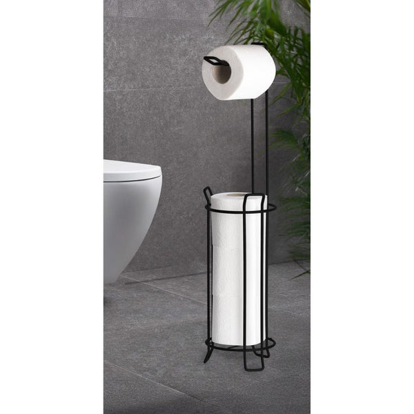 FREESTANDING METAL TOILET PAPER HOLDER WITH STORAGE STAND
