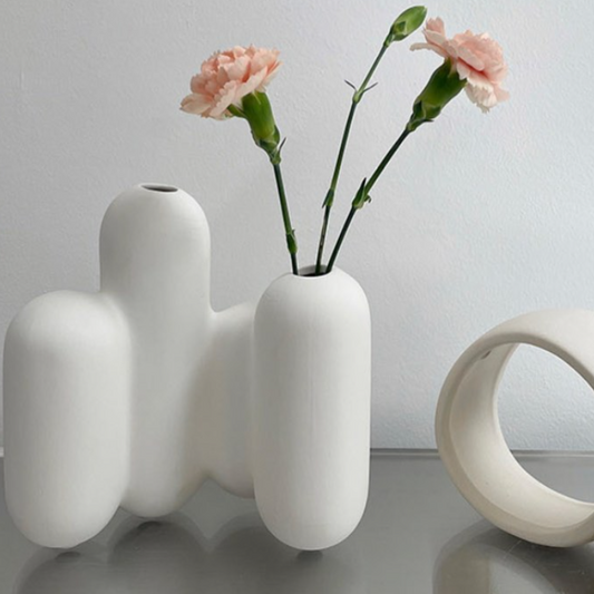WHITE CERAMIC VASE BUBBLE